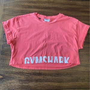 Gymshark Coral Pink Crop Top with White Logo
